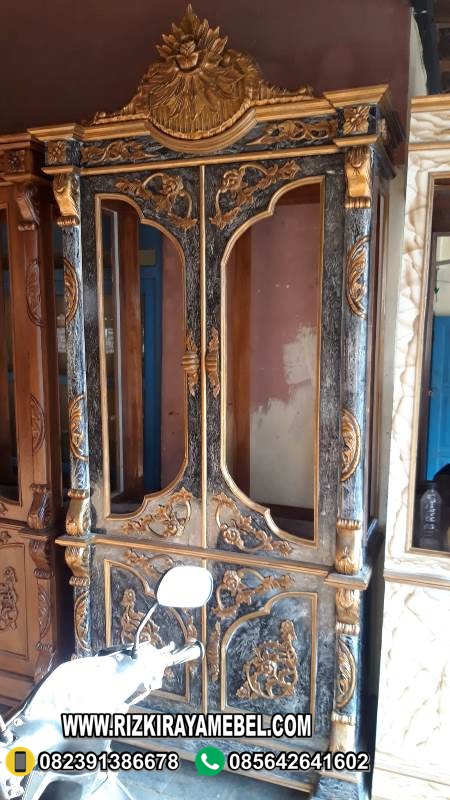 Bufet Pajangan Kayu Jati Warna Marmer