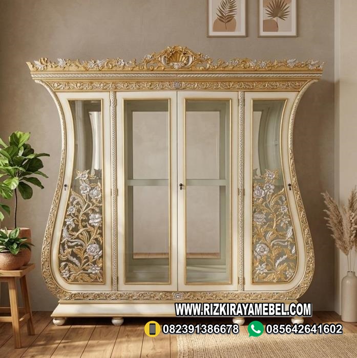 Bufet Pajangan Pintu Kaca Ukiran
