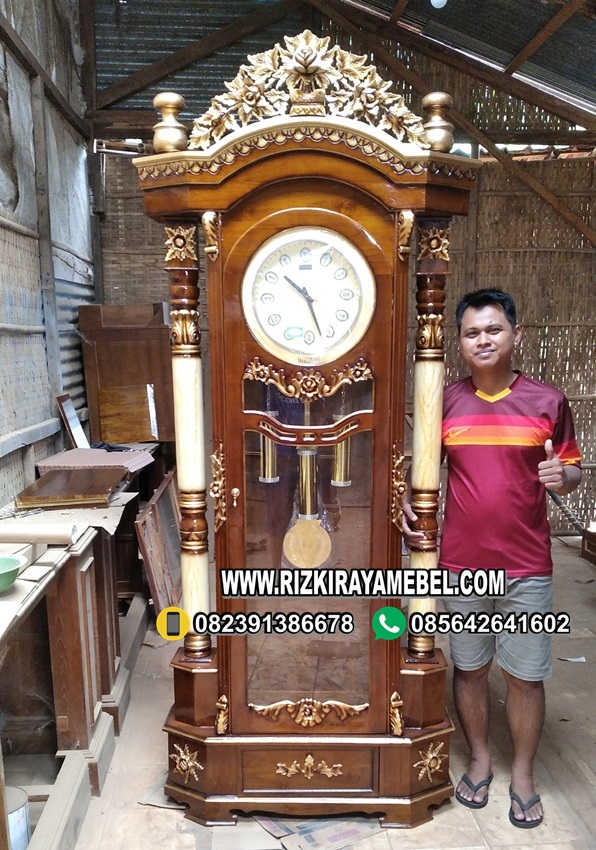 Jam Hias Ukir Kayu Jepara Mewah