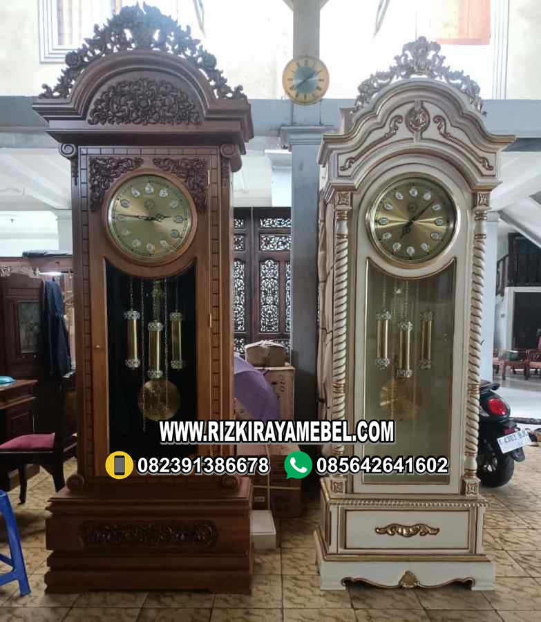 Lemari Jam Hias Ukir Mewah Kayu Jati