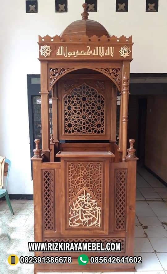 Mimbar Masjid Kayu Jati Minimalis Ukir