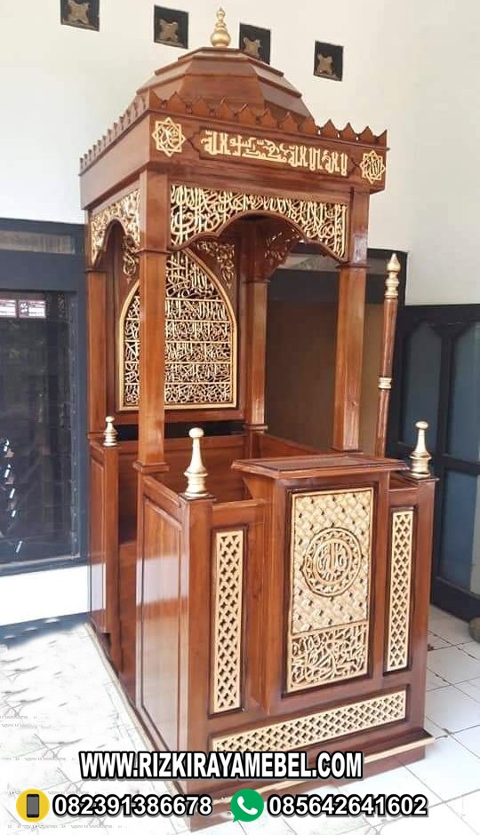 Mimbar Masjid Minimalis Ukiran Kaligrafi