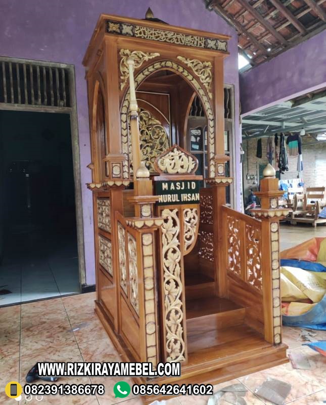 Mimbar Masjid Ukir Minimalis Klasik Mewah