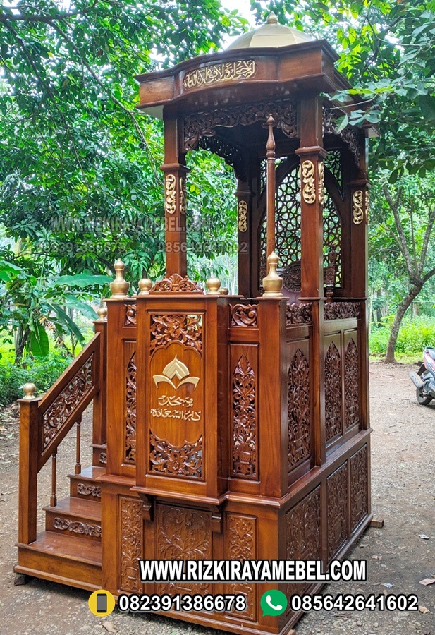 Mimbar Masjid Ukiran Kayu Jati Besar