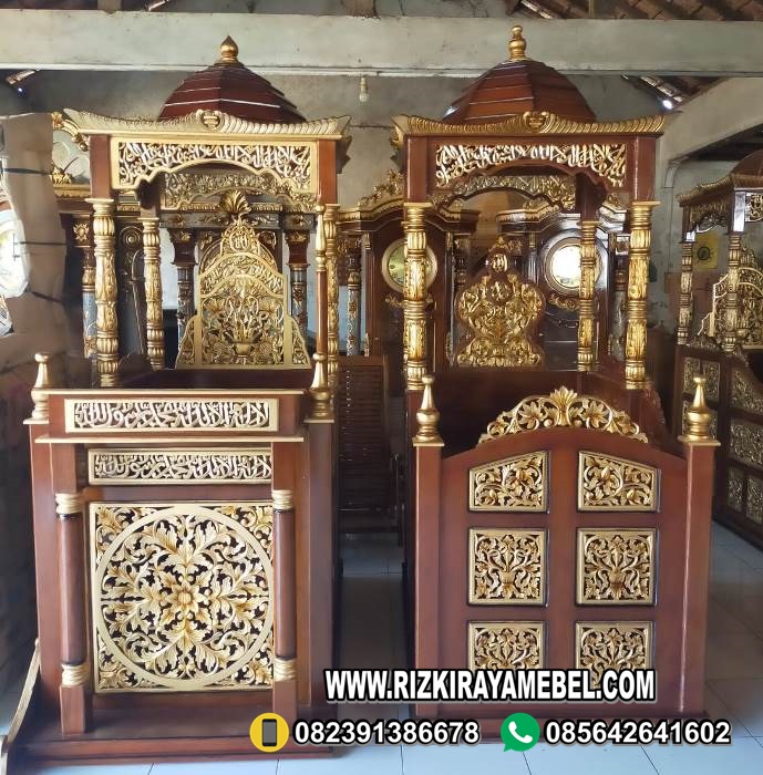 Mimbar Masjid Ukiran Kayu Jati Kubah