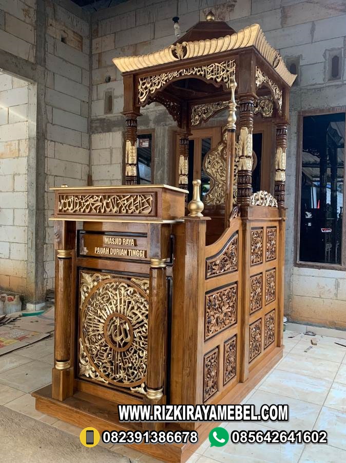 Model Mimbar Masjid Kubah Pilar Kayu Jati