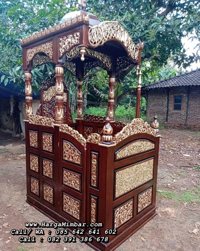 Model Mimbar Masjid Ukiran Jati Pintu Samping