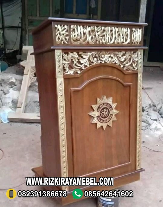 Podium Khutbah Minimalis Ukir Kayu Jati