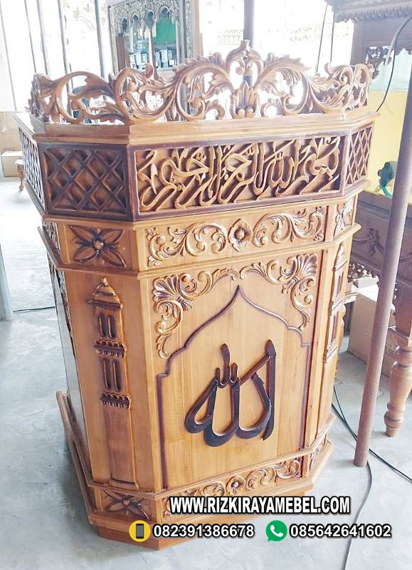 Podium Masjid Ukir Kaligrafi Jepara
