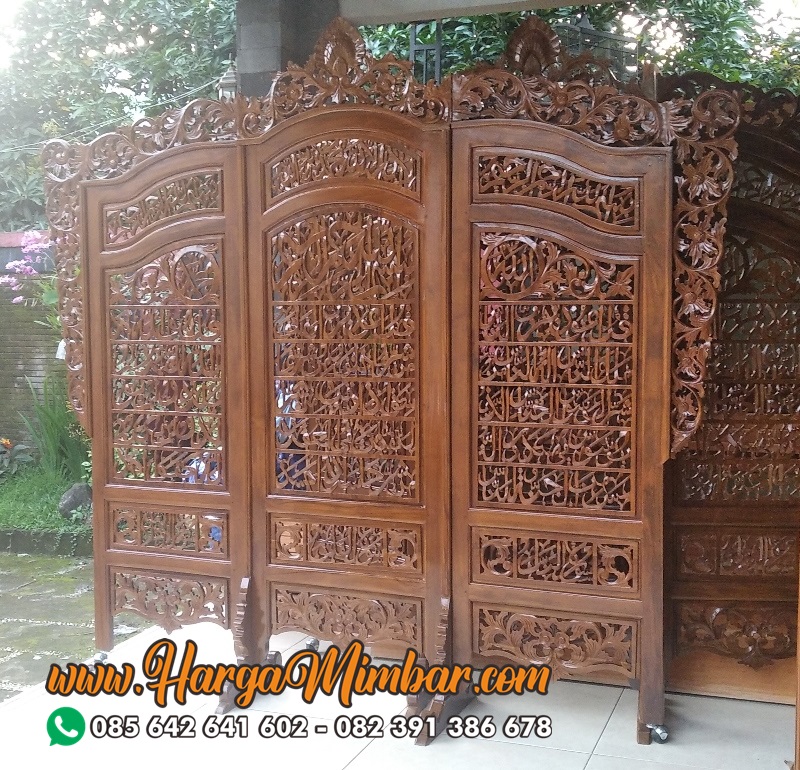 Sketsel Ukir Kayu Jati Kaligrafi 3 Lipatan