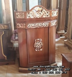 Podium Mimbar Masjid Kayu Jati Ukiran