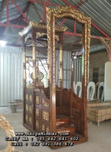 Model Mimbar Masjid Ukiran Gapura Kayu Jati