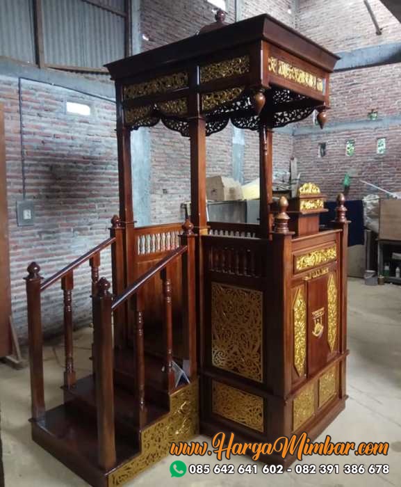 Mimbar Masjid Minimalis Ukiran Tangga Samping